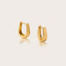 Solid 10kt gold Block Mini Huggie Hoop Earrings, 11mm length and 3mm tapered thickness, featuring a sleek and modern design perfect for everyday wear.