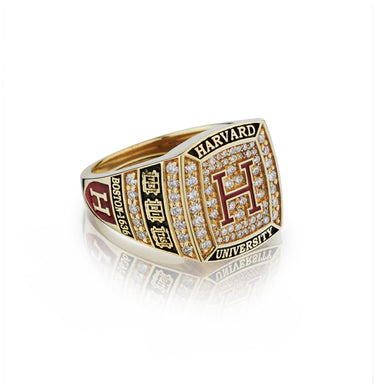 Side view of the Harvard Limited Edition Veritas Class Ring showcasing its exquisite design and craftsmanship.
