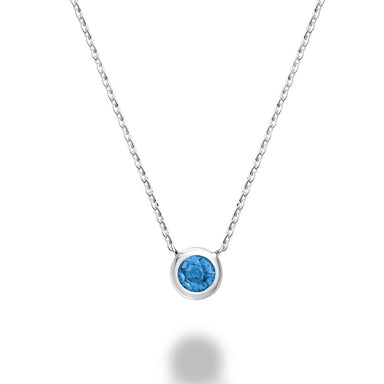 10kt White Gold Blue Topaz Bezel Set Necklace
