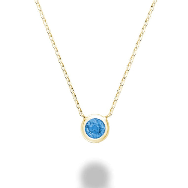 10kt Yellow Gold Blue Topaz Bezel Set Necklace