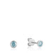 Aquamarine stud earrings featuring a round-cut aquamarine stone set in 10kt white gold.