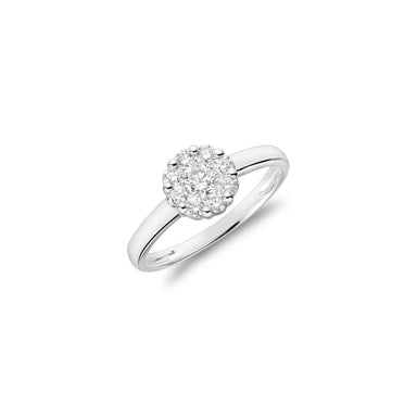 Dazzling white gold ring with 0.10ct diamond cluster