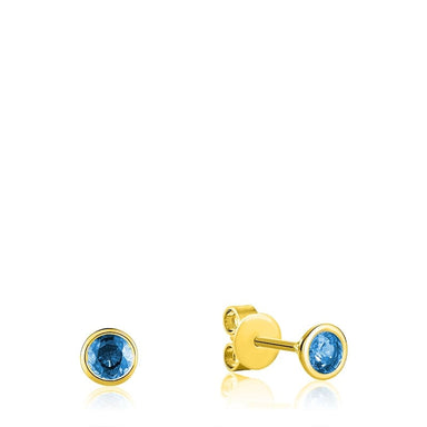 Blue Topaz Stud Earrings in 10kt Yellow Gold