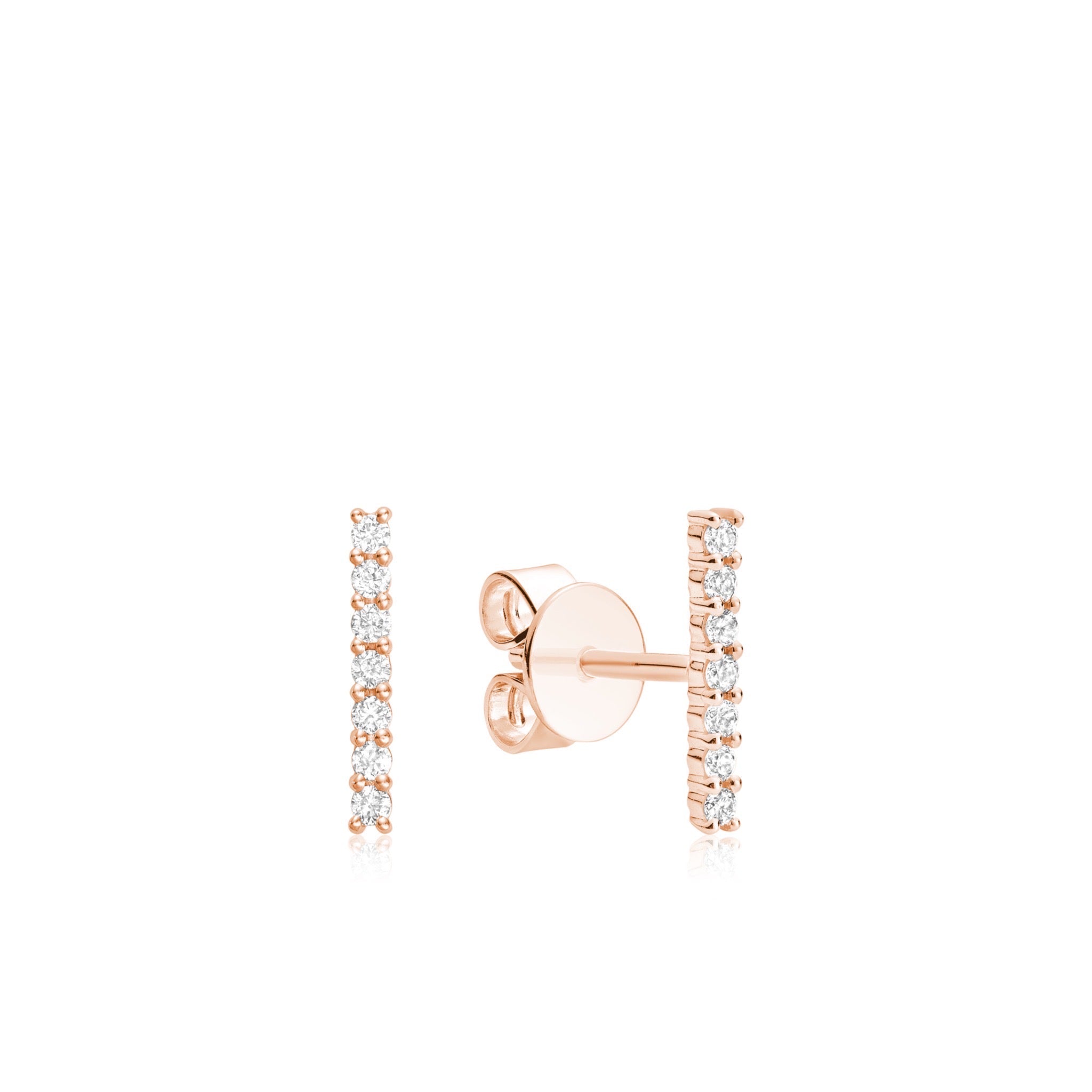 Diamond Bar Stud Earrings in 14kt rose gold