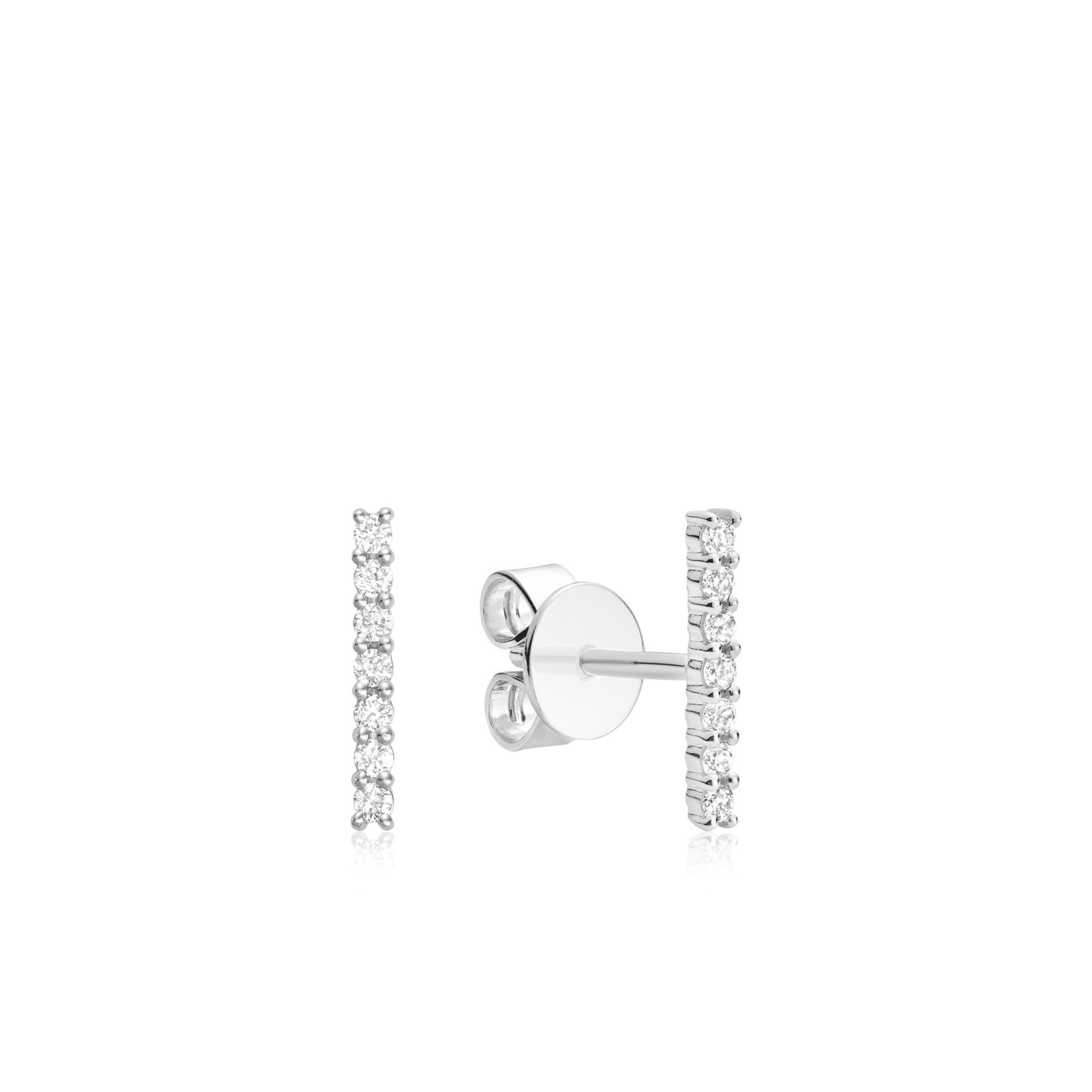 Diamond Bar Stud Earrings in 14kt white gold