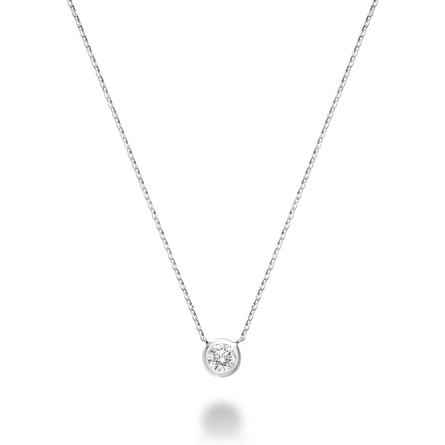 Elegant Diamond Bezel Necklace in White Gold | Radiant Brilliant-Cut Diamond