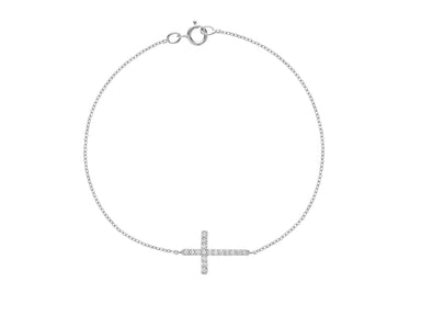 14kt White Gold Diamond Cross Bracelet