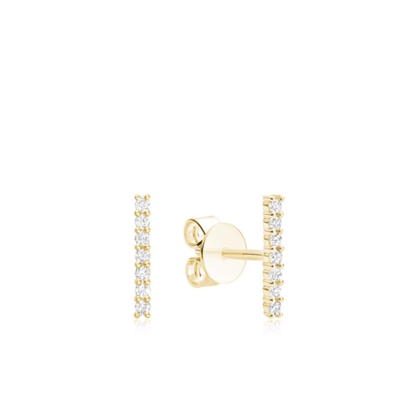 Diamond Bar Stud Earrings in 14kt yellow gold