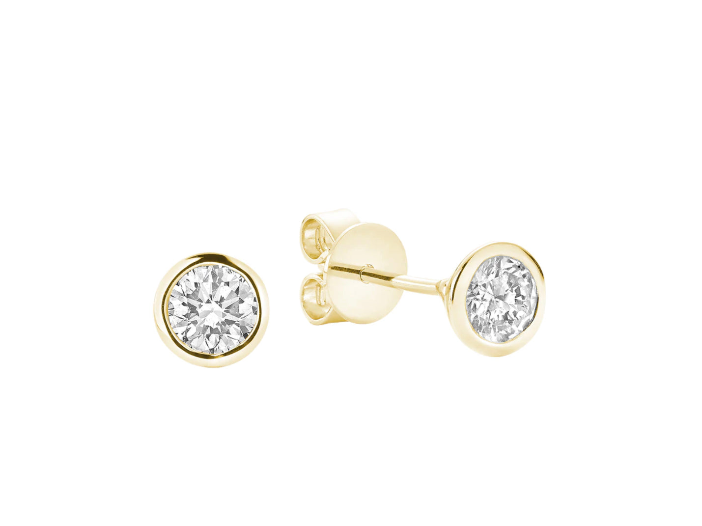 14kt Yellow Gold Diamod Bezel Earrings