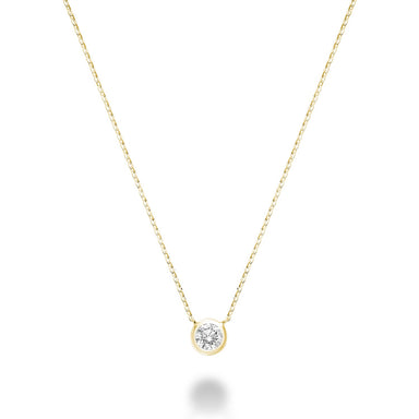 Sophisticated Diamond Bezel Necklace in Yellow Gold | 14kt Gold Setting