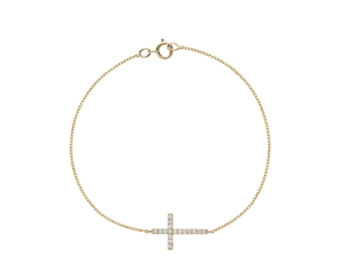 14kt Yellow Gold Diamond Cross Bracelet