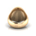 A back view of an Elon University Meta Class Ring made of 14kt yellow gold. The class ring features the Elon University logo in a raised, polished finish.