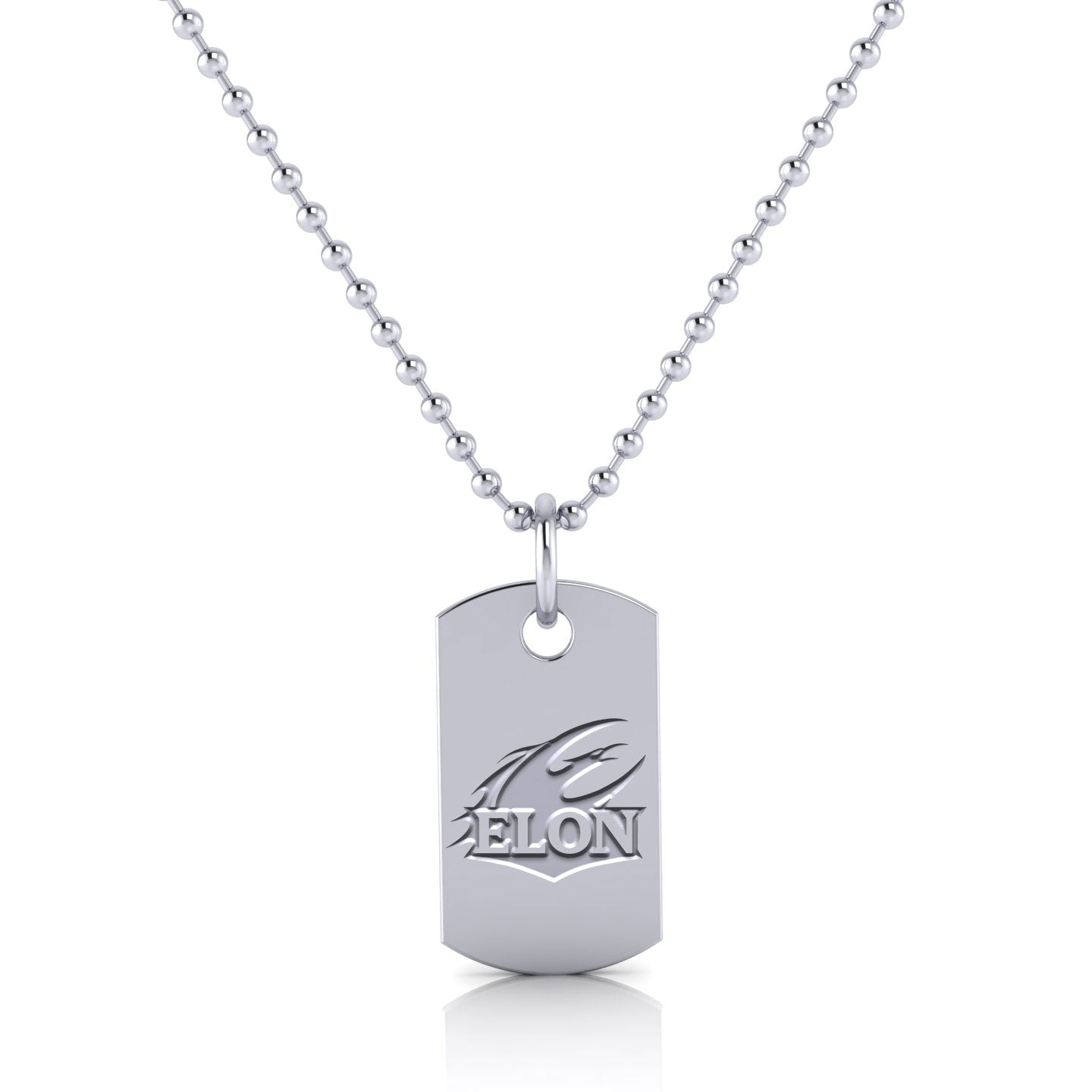 A photo of the Elon Squadra Pendant Too in sterling silver. The pendant is on a white background. 