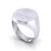 Side view of the Emory Statement Class Ring in sterling silver, displaying its elegant design and superior craftsmanship.