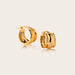 A pair of gold hoop earrings. The earrings are made of solid gold and have a diameter of 12mm. They are a simple and elegant design that would look great with any outfit.