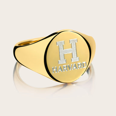 Close-up view of a Harvard Oval Heritage Ring - Harvard Class Ring