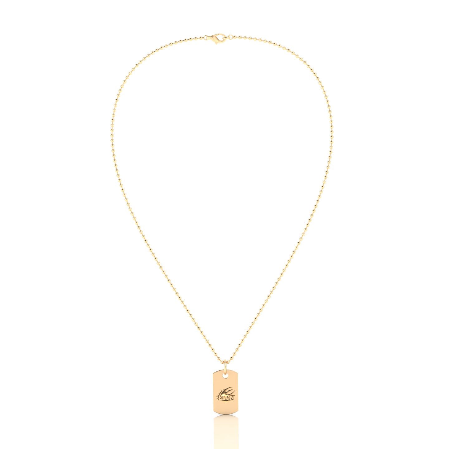 A photo of the Elon Squadra Pendant Too in 14kt yellow gold. The pendant is on a white background.