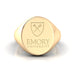 Front view of the Emory Ivy Signet Class Ring, showcasing the intricate emblems and lustrous finish of the 14kt yellow gold.