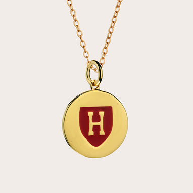 Harvard Red Enamel Pendant with Harvard Athletics Logo | 18kt Gold Vermeil