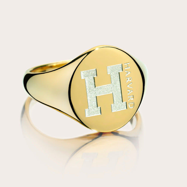 Close-up of the intricately designed Harvard Meta Ring showcasing its elegant details - Harvard class ring