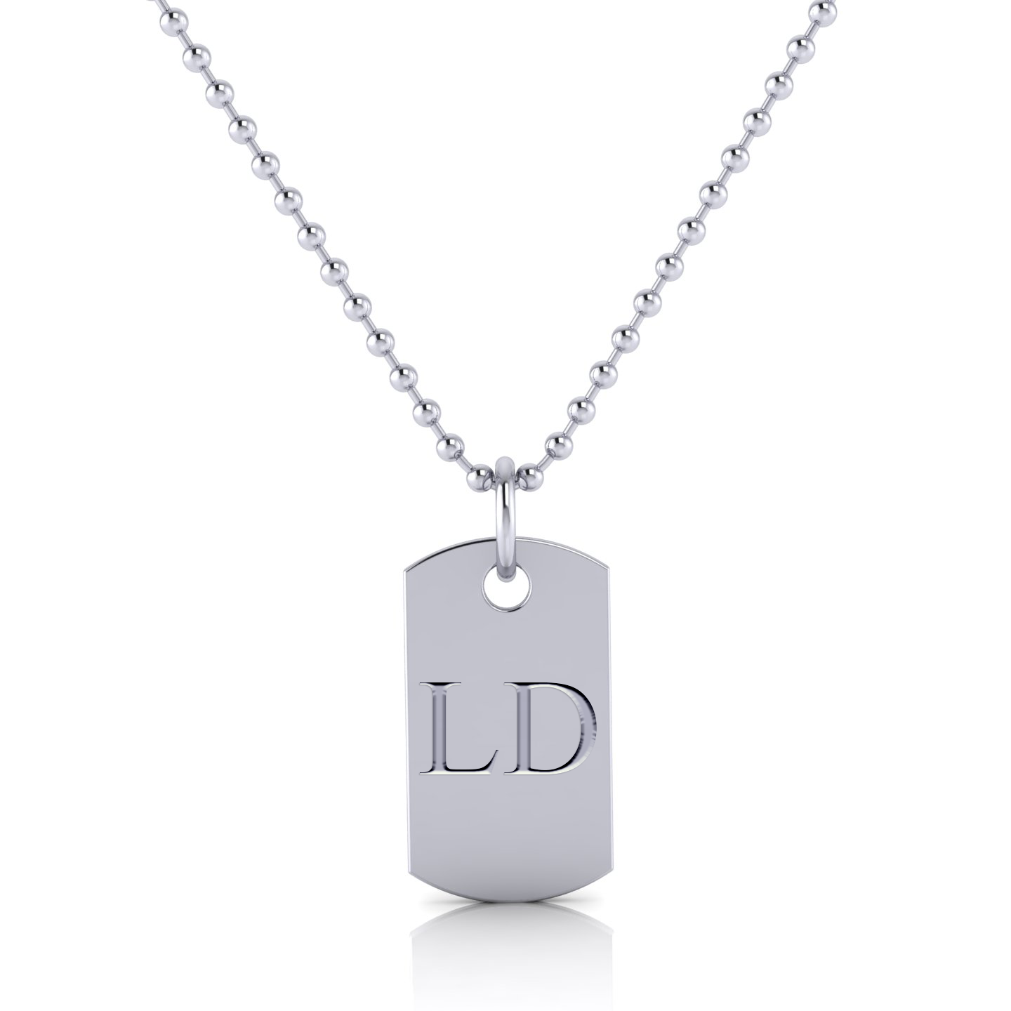 Sterling Silver Classic Large Tag Pendant with Times Roman Font Engraving