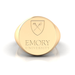 Close-up view of the Emory Statement Class Ring in rich 14kt yellow gold, highlighting the detailed university crest.