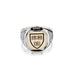 Harvard Limited Edition Honour Class Ring - front view. Sterling silver ring with 14kt gold plate, showcasing intricate details and Harvard University emblems.