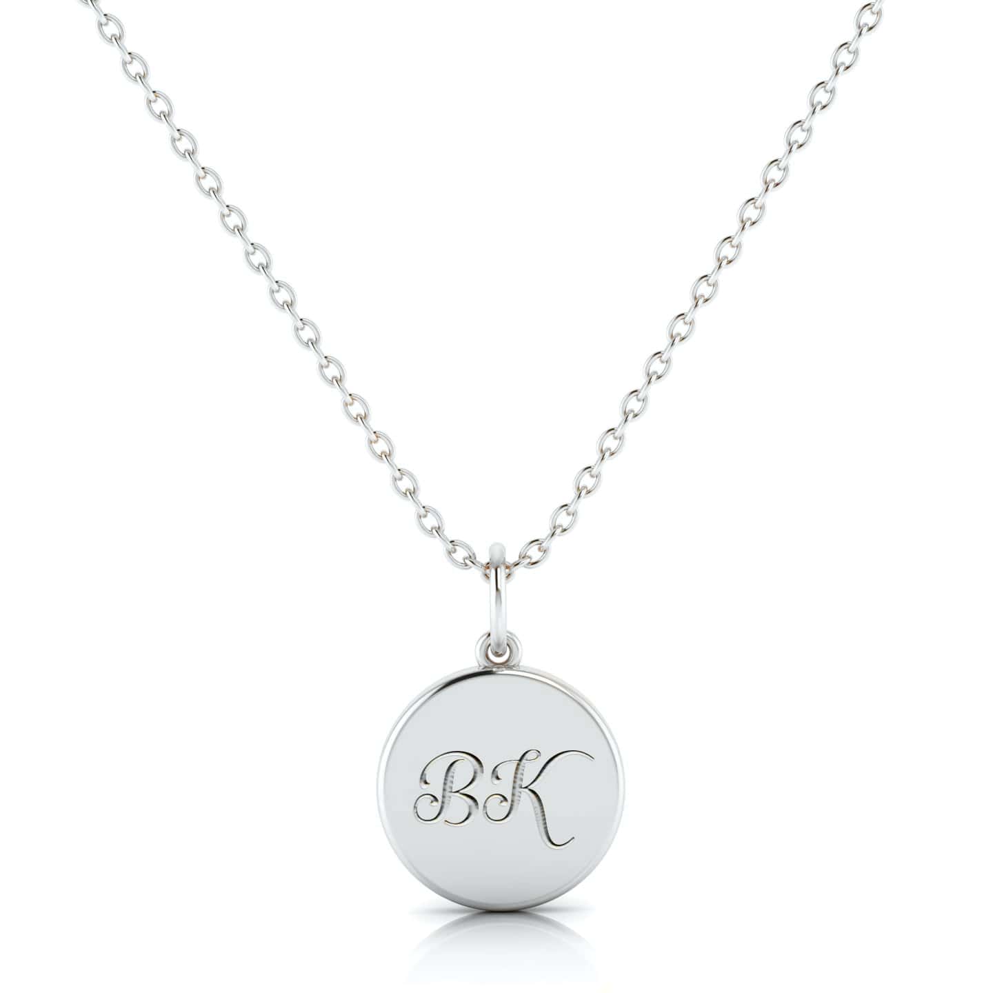 Custom Initial Circle Monogram Pendant Necklace Sterling Silver - NG24
